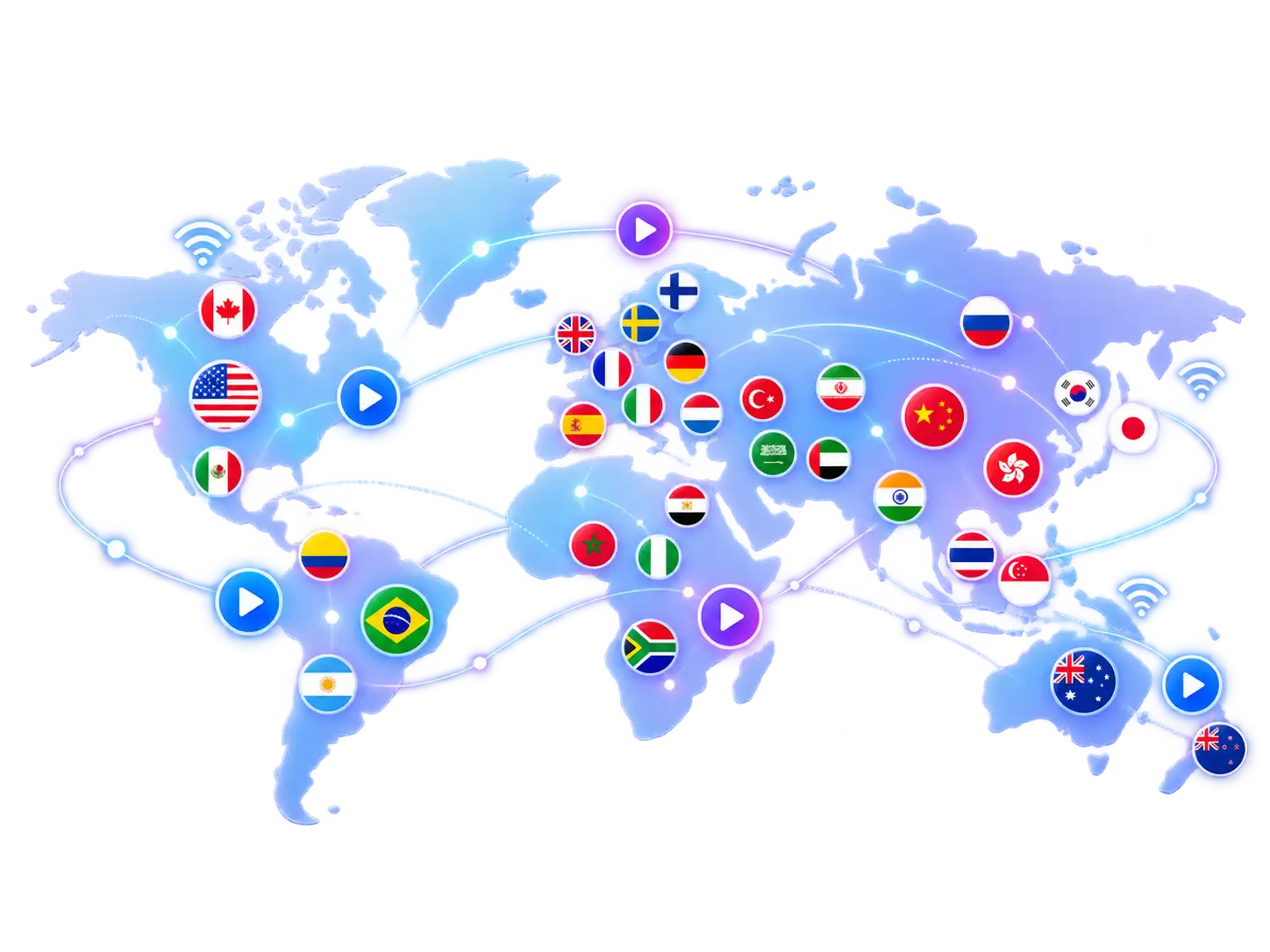 iBoostv IPTV world map showing live entertainment on devices